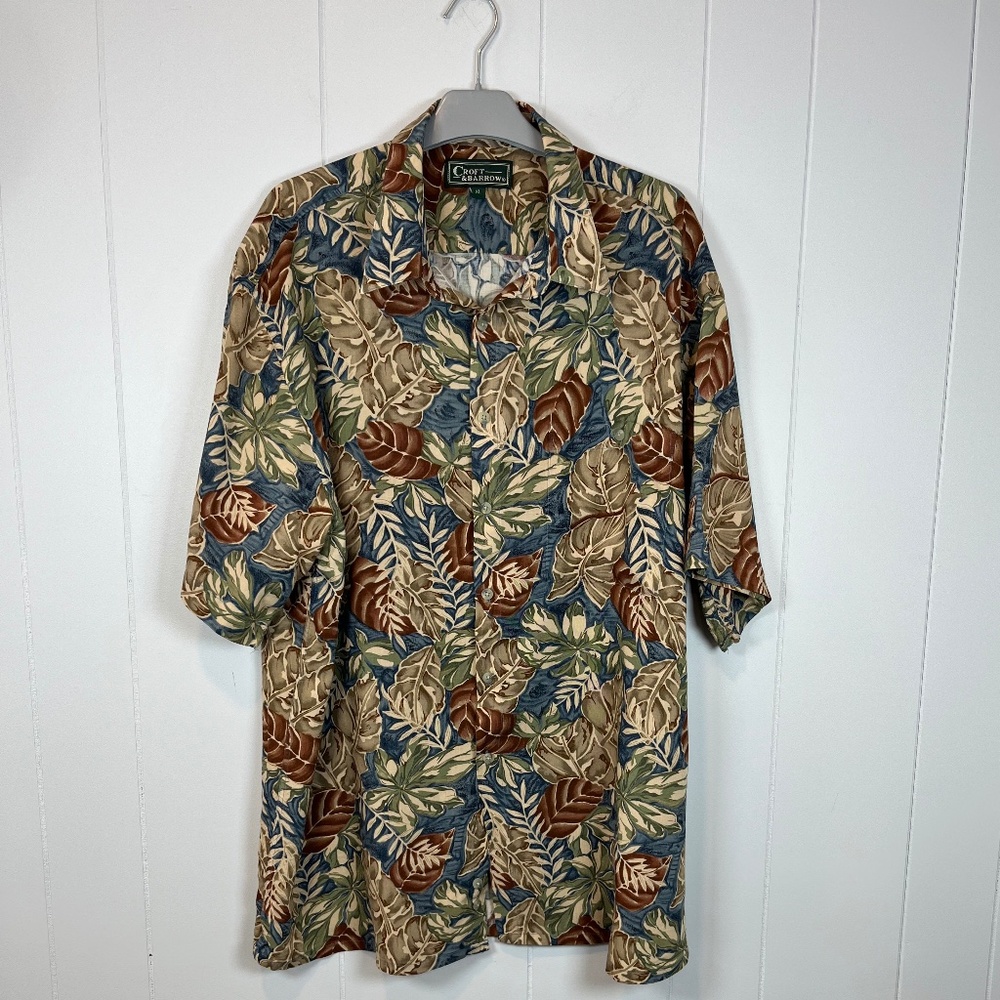Tropical Vacation Hawaiian Short Sleeve Camp Shirt Earthy 100% Rayon sz XL